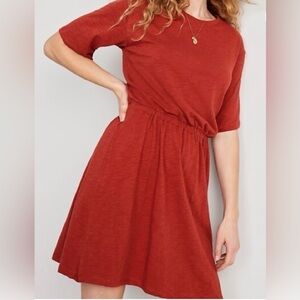 Old Navy Women’s T-Shirt Dress with cinched waist in Dark Orange Medium M